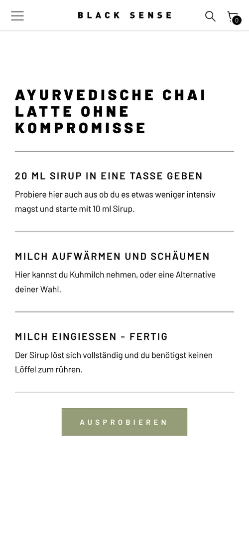 Anleitung für Chai Latte mit Sirup und Milchschäumer.