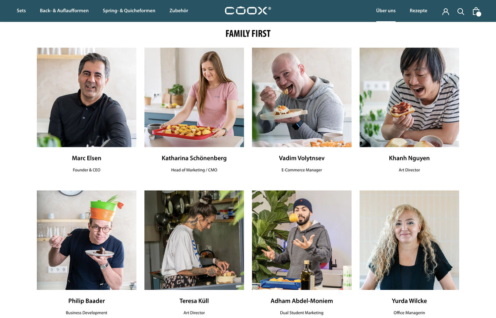 Sechs Personen, jeweils portraitiert, unter ihren Namen und Positionen.