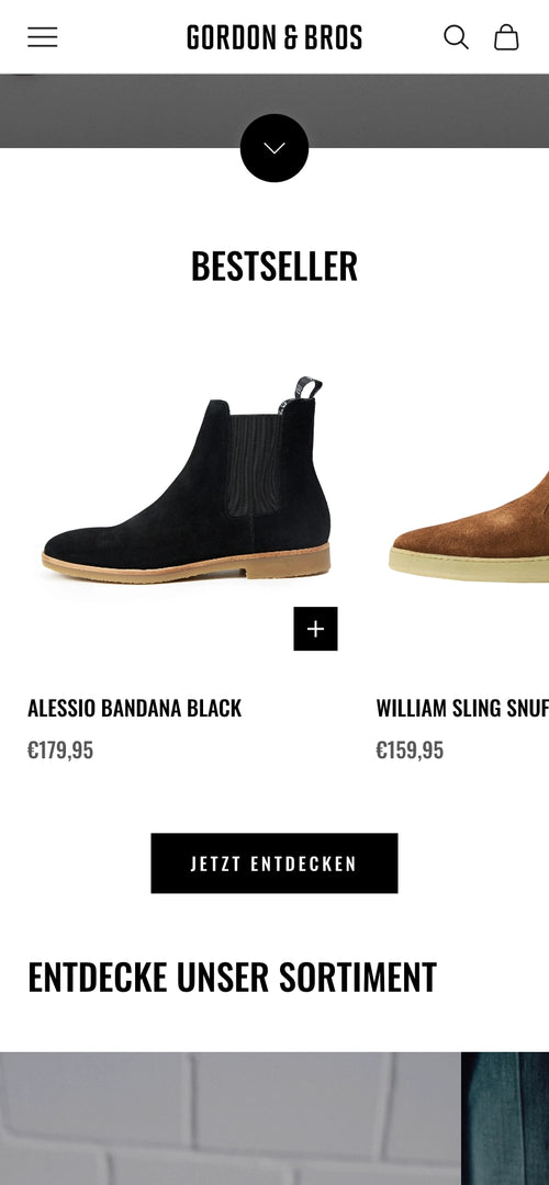 Bestseller: Schwarzer 'Alessio Bandana Black' und brauner 'William Sling Snuff' mit Preisen.