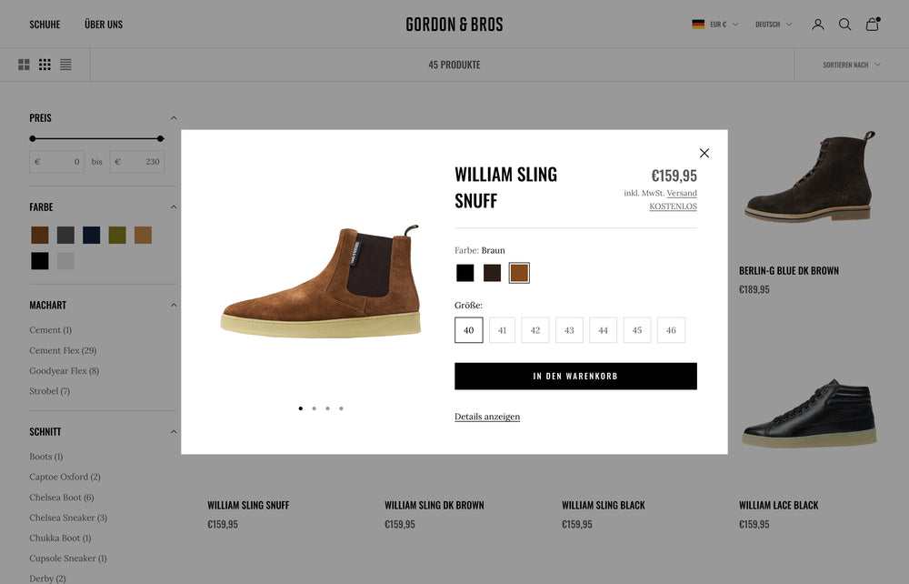 Brauner Stiefel in Produktdetailansicht, Preis 159,95 €, Farbauswahl Braun.