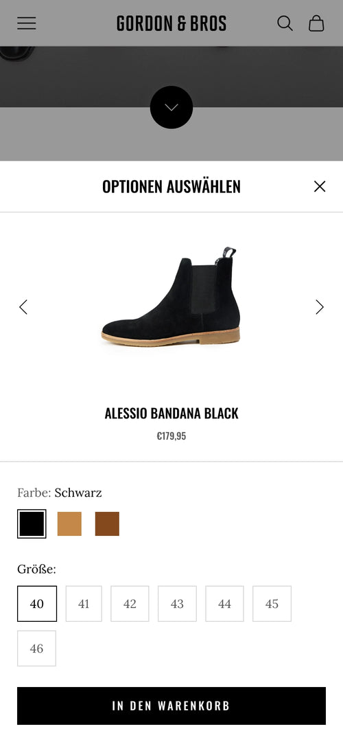 Chelsea Boot 'Alessio Bandana Black', schwarz, Größe 40-46, Preis 179,95 €, in den Warenkorb.