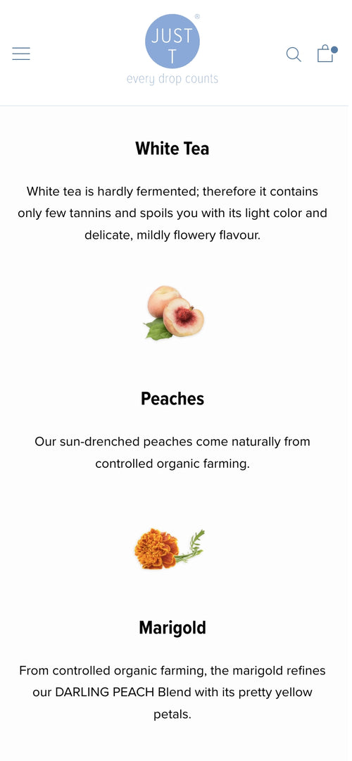 Weißen Tee, Pfirsiche, Ringelblume Beschreibung mit Bildern.