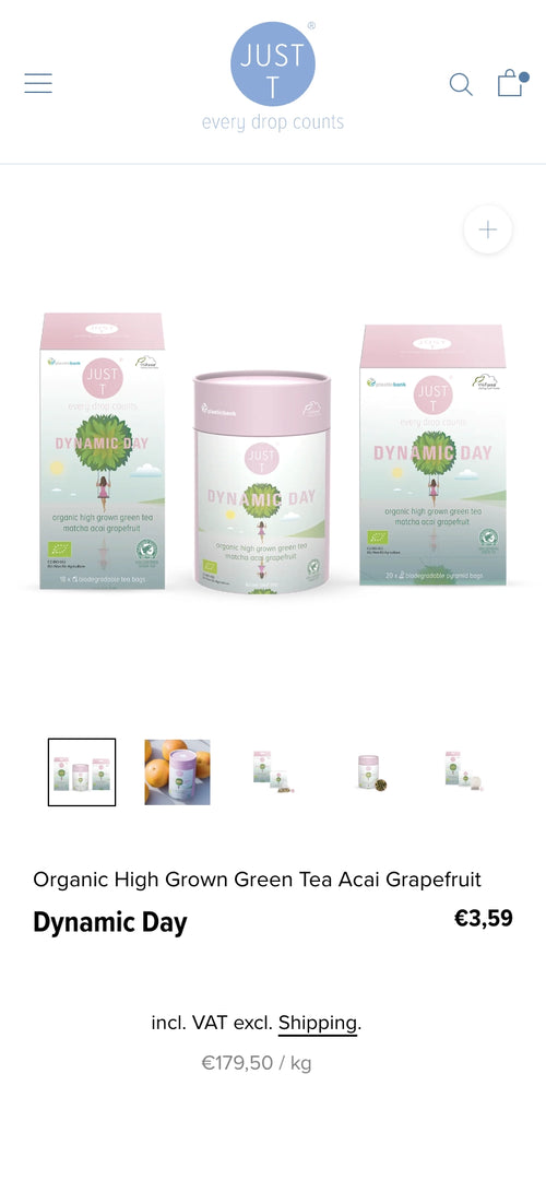 Dynamic Day Tee mit Preisangabe und Produktdetails unten.