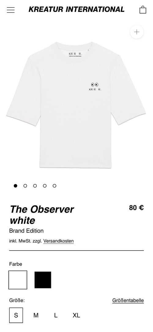 Weißes T-Shirt mit kleinem Logo-Print auf Brust, Auswahl für Farbe und Größe.