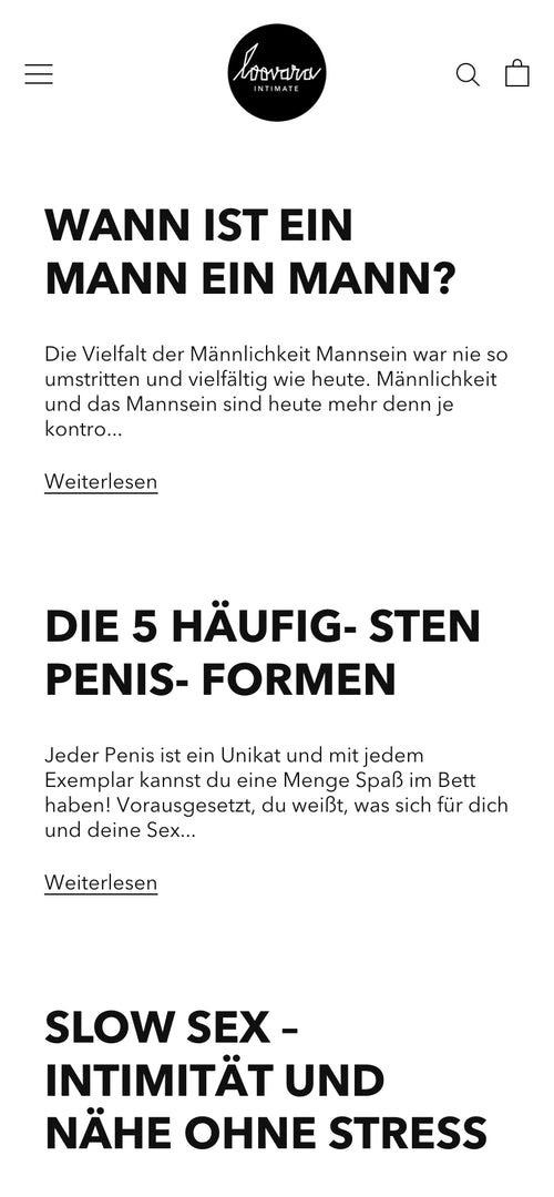 Überschriften: 'Wann ist ein Mann ein Mann?', '5 häufigsten Penisformen'.
