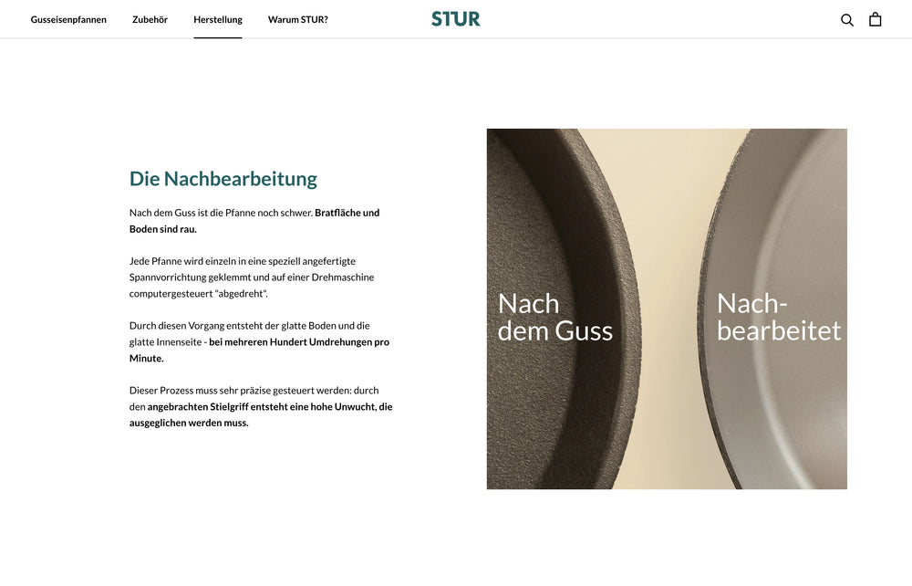Nahaufnahme von Pfanne mit Text zur Nachbearbeitung.