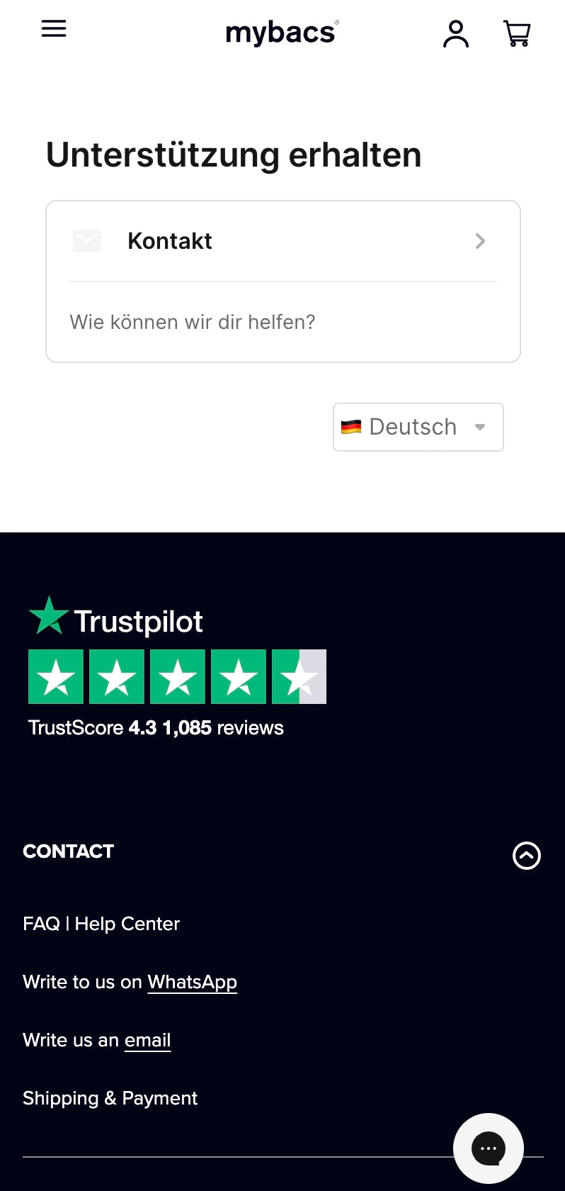 Trustpilot-Bewertung 4.3 von 5 mit 1.085 Bewertungen.