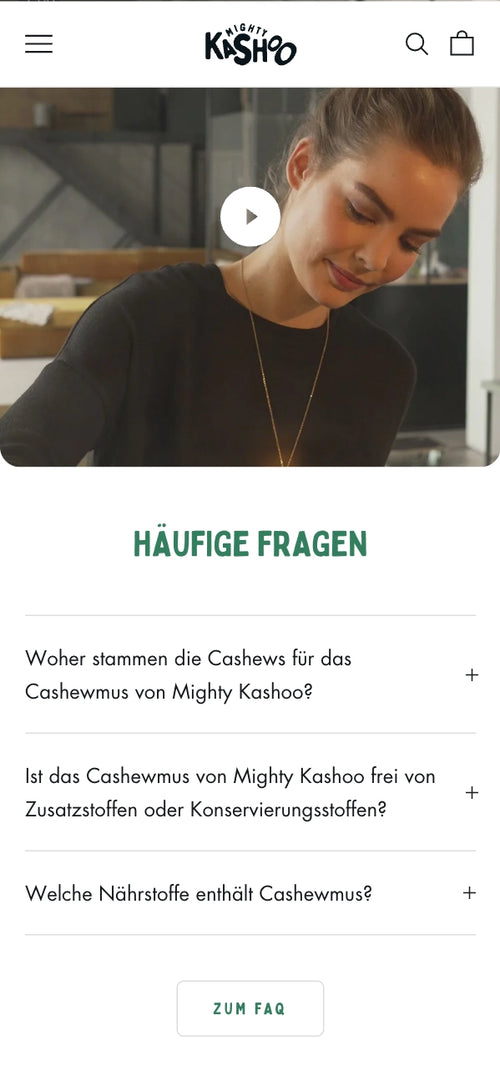 Frau kocht, FAQ zu Mighty Kashoo Cashewmus, Video-Thumbnail oben.