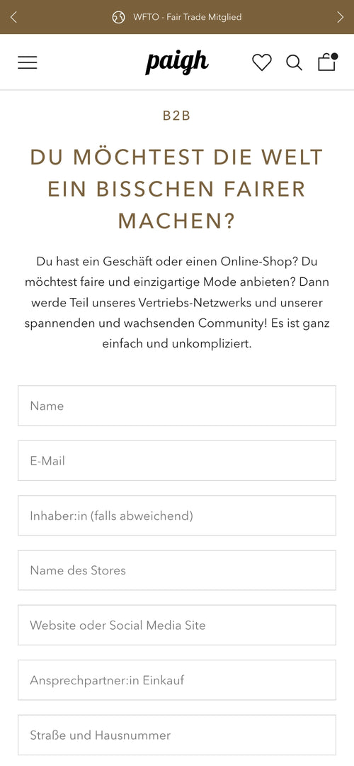 Formular für B2B-Partnerschaftsanfrage mit Feldern für Name und E-Mail.