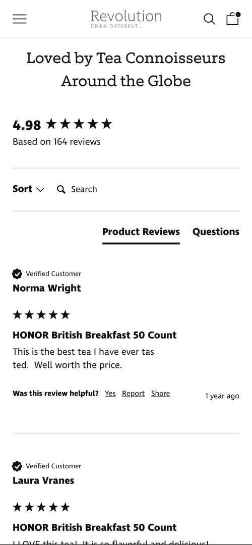 Bewertungen für Tee, mit Bewertung 4.98 von 5 Sternen, Kommentaren von Kunden.