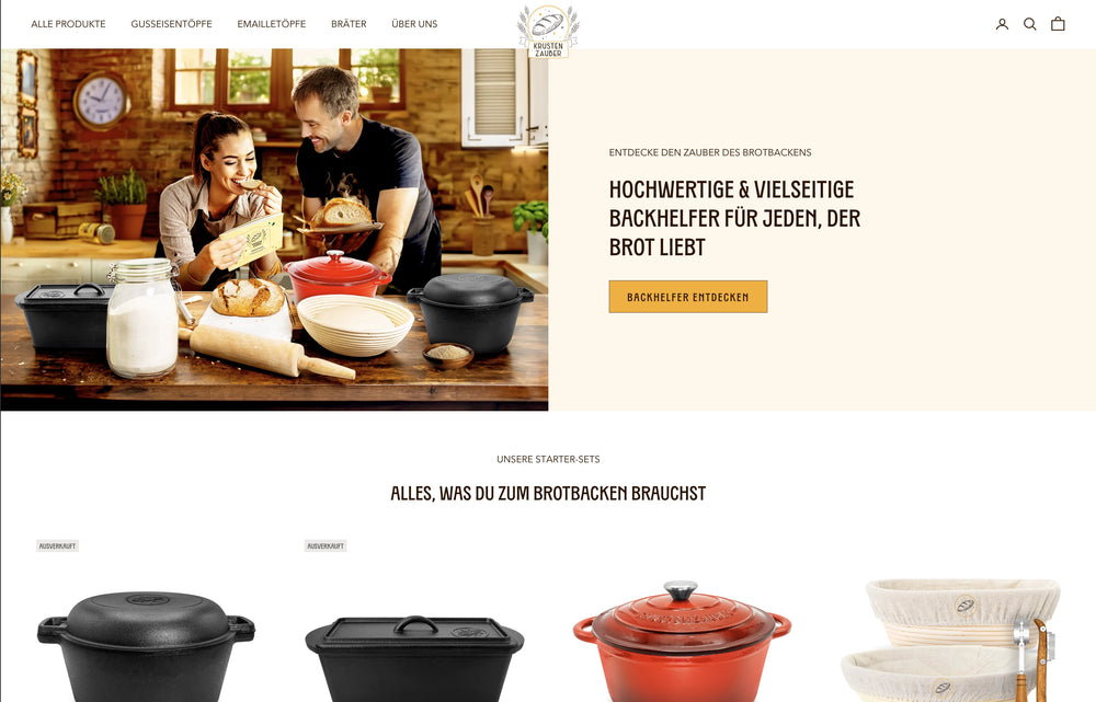 Paar in der Küche mit Bäckereiutensilien.