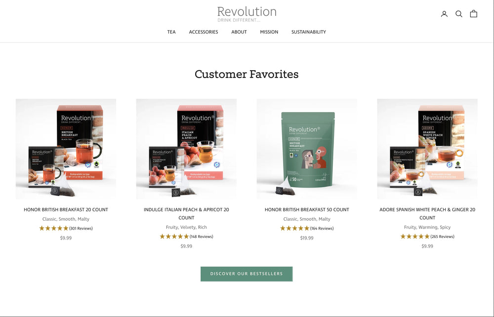 Webseite mit Teesorten, Bewertungen und Preisen.