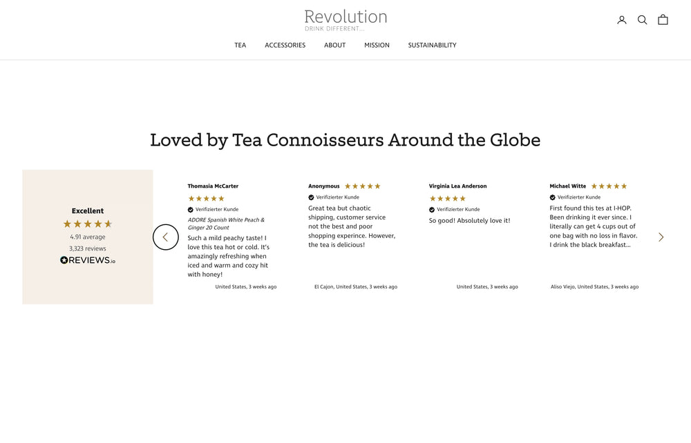 Seite zeigt internationale Bewertungen und Sternebewertungen.