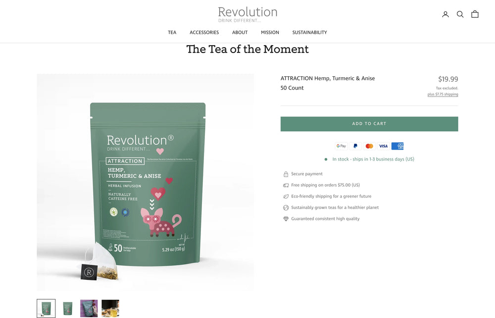 Packung mit Attraktion Kräutertee neben Beschreibung und Preis.