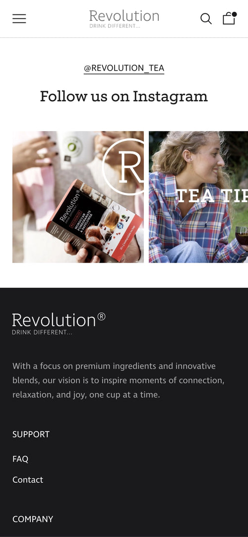 Folgen Sie uns auf Instagram, zwei Bilder mit Fokus auf Teeprodukten.