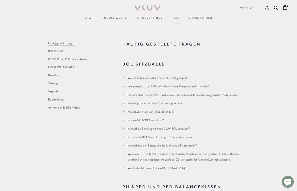 Liste häufig gestellter Fragen zu BOL Sitzbällen mit Antworten.