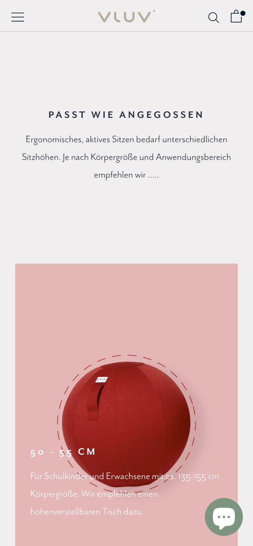 Text zu ergonomischem Sitzen, roter Sitzball für Kinder und Erwachsene empfohlen.