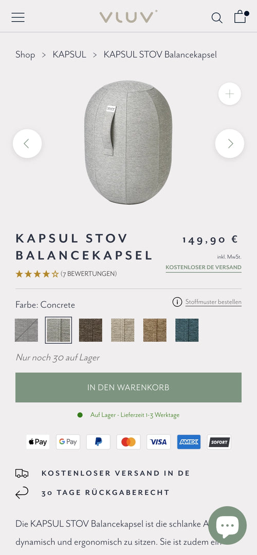 Graue Balancekapsel, Preis 149,90 €, 7 Bewertungen, Farbe: Concrete.