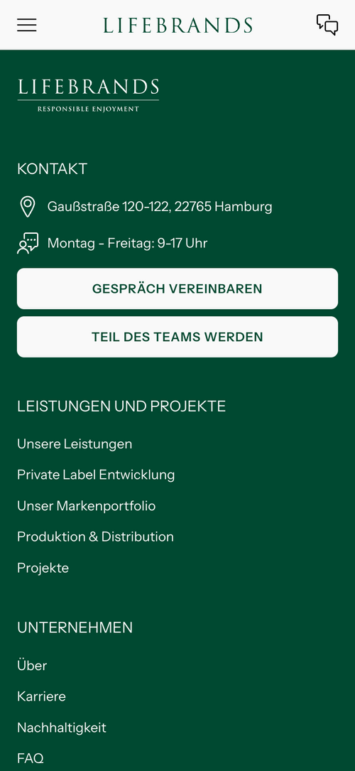 Kontaktinformationen für Lifebrands in Hamburg, inklusive Adresse und Öffnungszeiten.